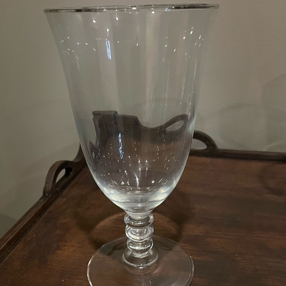 AMERICAN HOSTESS WEDDING BAND PLATINUM 6 3/4 CRYSTAL ICED TEA GLASS